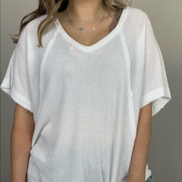 La Jolla Oversized Waffle Top - White S - Picture 8 of 8